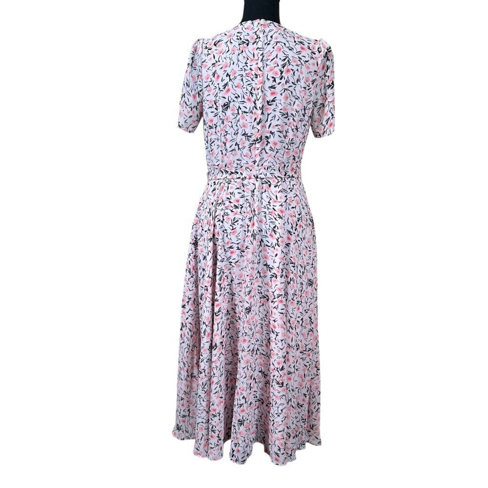 Talbots Pink Green Floral Cottagecore Short Sleeve Button-Up Dress Size 4 - Picture 4 of 11